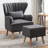 Upholstered Velvet Accent Armchair Queen Wing Back Single Sofa Chair with Stool