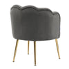 Occasional Velvet Gery Scallop Shell Back Chair Armchair Metal Legs Lounge Sofa