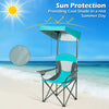 Outdoor Canopy Chair Sunshade Folding Camping Chair W/ Cup Holder & Carrying Bag