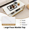Modern Faux Marble Coffee Table 2-Tier Rectangular Accent Table Chic Cocktail