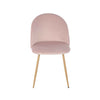 Set of 2 Velvet Fabric Dining Chairs Metal Leg Living Room Kitchen Pink Chair