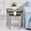 Square Nest of 3 Tables Glass Nested Side End Tables Set Black Clear Modern Home