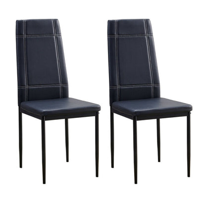 2Pcs Black Faux Leather Dining Chairs Kitchen Dinning Room Metal Leg Padded Seat