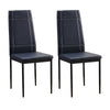 2Pcs Black Faux Leather Dining Chairs Kitchen Dinning Room Metal Leg Padded Seat