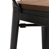 2-4 Seater Wooden Top Metal Industrial Bar Stool Kitchen Chair Backrest Footrest