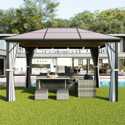 3x4(m) Metal Gazebo Pavilion Garden Party Tent Shelter 2-Tier Sun Shade Patio