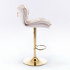 6Pcs Bar Stools Adjustable Height Swivel Velvet Tufted Pub Bar Chairs Beige NS