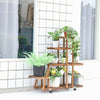 Portable Rolling Wooden Plant Stand Multi-Layer Flower Display Shelf Storage UK