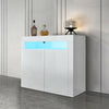 White Sideboard Cabinet High Gloss Cupboard Storage Furniture With LED 2 Doors