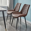 2pcs Home Office Faux Leather Brown Dining Chair Kitchen Chairs Upholstered Seat
