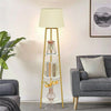 Modern Illumination Floor Lamp w/ Shelves LED Hanging Lamp Shade Corner Standing