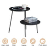 LED Glass Side End table With Wireless Charging Black Round Beside Table