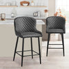 Pair of Bar Stools Faux Leather Padded Seats Metal Legs Bar Chairs Kitchen