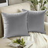 Pair of Crushed Velvet Cushion Covers 18 x 18 in Large Plain Plush Sofa Pillows