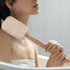 2×NATURAL LOOFAH WOODEN BATH SHOWER LONG HANDLE BACK BRUSH EXFOLIATE SKIN SCRUB