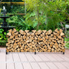 8FT Firewood Log Rack Heavy-Duty Tubular Steel Wood Storage Holder Non-slip Pads