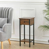 Tall Bedside Narrow Side Night Stand Side Table with Drawer Hallway Console Desk