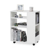 White Mobile Coffee Table Sofa Side End Storage Unit w/3 Shelves and Casters