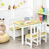 4PCS Kids Table & Chair Set 2-In-1 Wooden Toddler Activity Furniture Storage Box