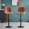 Set of 2 Bar Stools Adjustable Height Swivel PU Leather Bar Chairs Brown Modern