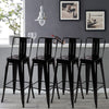 Pack Of 4 Glossy Black High Breakfast Bar Stools Kitchen Counter Metal Pub Chair