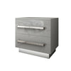 Grey Bedside Cabinet Table High Gloss 2 Drawers Storage Nightstand & RGB LED