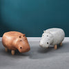 Hippo Faux Leather Animal Stools Footstools Ottomans Kids Gift Toy Brown / grey