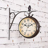 Classic Garden Double Sided Wall Clock Mounted Bracket f Porch Lobby Living Room