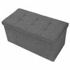 2 Seater Large Folding Storage Ottoman Bench Seat Stool Grey Linen Toy Chest Box