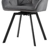 2 x Rotatable Dining Chairs Padded Velvet Seat Metal Legs Swivel Kitchen Modern