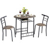 3-Piece Bar Table Set w/ Storage Shelf and 2 Stools for Dining Room/ Kitchen
