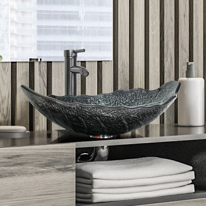 Bathroom Sink Basin Artistic Wash Bowl Countertop Tempered Glass Tap Waste Set