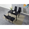 Modern Glass Dining Table and 4 Rhinestone Chairs Set Home Kitchen Furniture New