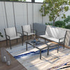 4 Pcs Garden Furniture Set Table &Chairs Patio Balcony Outdoor Indoor Glass Mesh