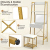 3 IN 1 Vanity Dressing Table Set Book Storage Shelf Ladder Desk Cushioned Stool