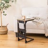Set of 2 C-Shaped End Table Sofa Side Table W/ Charging Station & Side Storage