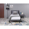 Upholstered Bed Frame 3ft Linen Single Bed Platform Bed with Wing Headboard NS