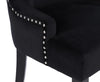 Set of 2 Black Velvet Dining Chairs Ring Knocker, Velvet Upholstered , Wing back