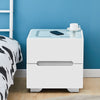 2 Drawers White Bedside Tables Cabinets Wireless Charging LED Lights Bedroom