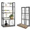 4-Tier Folding Bookshelf Industrial Bookcase Storage Organizer Display Stand