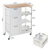 Rolling Kitchen Serving Cart Mobile Utility Trolley w/3 Drawers & Removable Tray