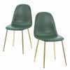 2x Green PU Leather Dining Chairs Golden Chromed Legs Kitchen Dining Room Chairs
