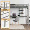 3.5FT Sigle Metal Loft Bed Frame High Sleeper Bunk Bed W/ Desk & Storage Shelves