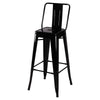 Pack Of 4 Glossy Black High Breakfast Bar Stools Kitchen Counter Metal Pub Chair
