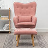 Vintage Fabric Wingback Chair Accent Tub Armchair with Oak Legs Footstool Lounge