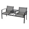 Two Seater Garden Bench With Table Porch Patio Fabric Chair Seat Outdoor Metal