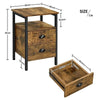 Nightstand Side Table with2 Drawers, Rustic Wooden End Table for Living Room