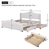 Double Size Bed Frame With Storage Drawers 4ft6 White Faux Leather Headboard