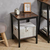Industrial Bedside Table 2 Tier Rustic Wood Metal Side End Table Shelf Stand