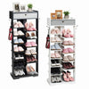 7+6 Tier Wooden Shoe Storage Rack Entryway Display Organizer with Drawer & Hooks